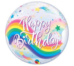 Bubble Balloon 22" - Happy B'day Unicorn