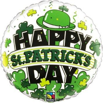 Foil Balloon 18" - St Patrick's Day Hat & Clovers
