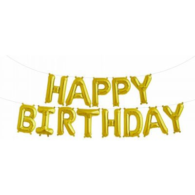 Juniorloon Foil Balloon - Happy Birthday Kit Set Gold