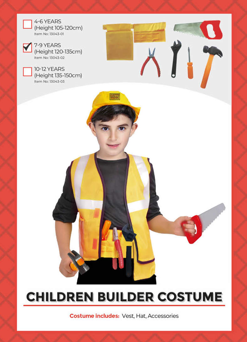 Costume - Child Builder with Accessories (M)