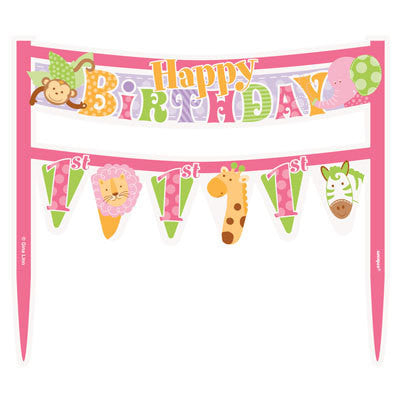 Cake Bunting - 1st Birthday Pink Safari