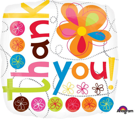 Foil Balloon 18" - Thank You Colourful Flowers