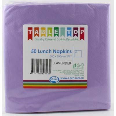 Lunch Napkins - Lavender 2 Ply Pk 50