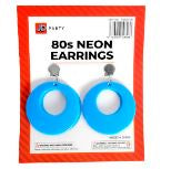Earrings - Neon 80th Clip On Earrings (Blue)