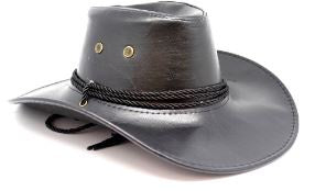 Hat - Leather (Faux) Cowboy Hat Black