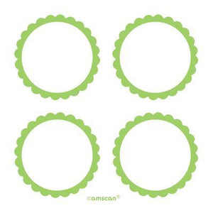 Stickers - Kiwi Green Scalloped Blank Labels Pk 20