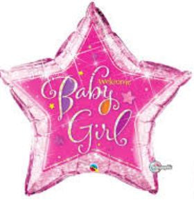 Foil Balloon Supershape - Welcome Baby Girl Star