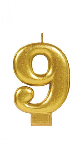 Candle - Numeral Metallic Gold #9