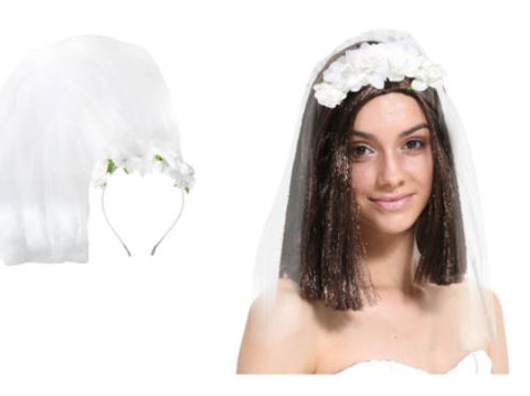 Headband - Floral Headband With Veil