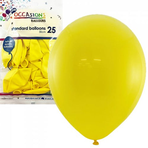11" Latex Balloons - Standard Yellow  30cm Balloons P25