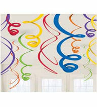 Hanging Swirls - Rainbow Multi Coloured Pk 12