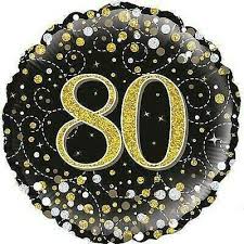 Foil Balloon 18" - 80th Sparkling Fizz BD Black and Gold
