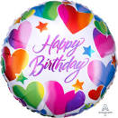 Foil Balloon 18" - Sparkle Hearts Happy Birthday