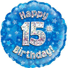 Foil Balloon 18" - Happy 15th Birthday Blue