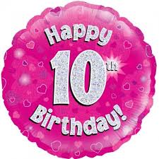 Foil Balloon 18" - Happy 10th Birthday Pink Holographic