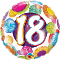 Foil Balloon 18" - 18th Big Dots & Glitz  Holographic
