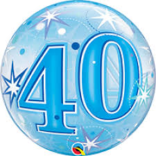 Bubble Balloon 22" - 40th Birthday Blue