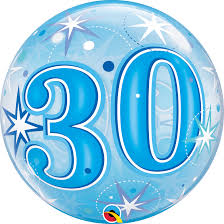Bubble Balloon 22" - 30th Birthday Blue