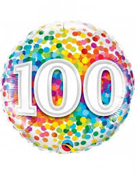 Foil Balloon 18" - Qualatex  100th  Rainbow Confetti 45cm