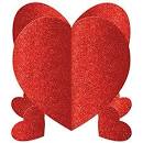 Heart Centrepieces - Mini Glitter Red Heart 3D Red Heart