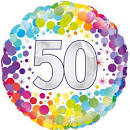 Foil Balloon 18" - 50th Birthday Colourful Confetti