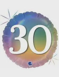 Foil Balloon 18" - 30th Pastel Rainbow