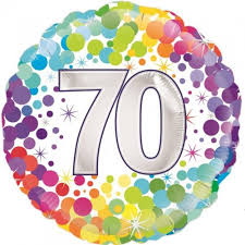 Foil Balloon 18" - 70th Colourful Confetti Birthday