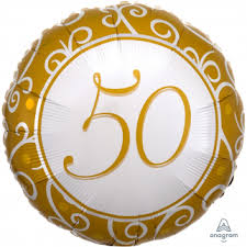 Foil Balloon 18" - 50th Gold & Silver