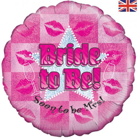 Foil Balloon 18" - Bride to Be Pink Kisses Oaktree