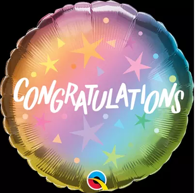 Foil Balloon 18" - Congrats Ombre & Stars