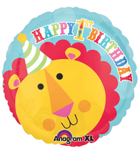 Foil Balloon 18" - Circus Lion 1st Birthday