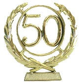 Cake Topper - 50th Wreath Plaque (Gold or Silver)