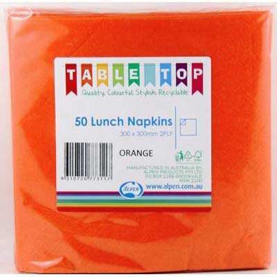 Lunch Napkins - Orange 2 Ply Pk 50