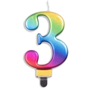 Candle - Numeral Jumbo Rainbow #3