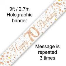 Banner - Happy 70th Birthday Sparkling Fizz Rose Gold
