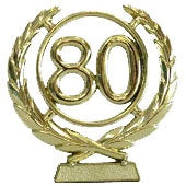 Cake Topper - 80th Wreath Plaque (Gold or Silver)