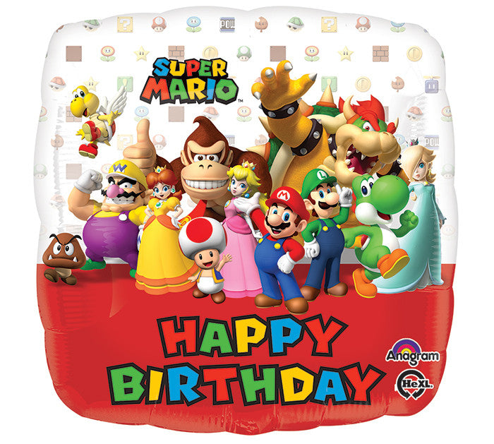 Foil Balloon 18" - Happy B'day Super Mario
