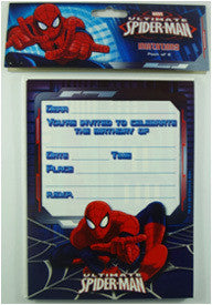 Invites - Spiderman Invitation Pk 8