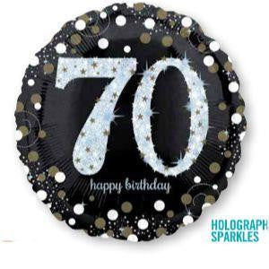 Foil Balloon 18" - 70th Celebration Holographic Sparkles