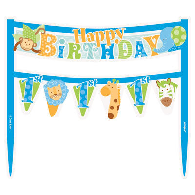 Cake Bunting - 1st Birthday Blue Safari