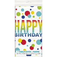 Table Cover - Rainbow Spots Happy Birthday