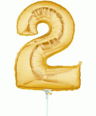 Foil Balloon 14''- Number 2 Gold Package only