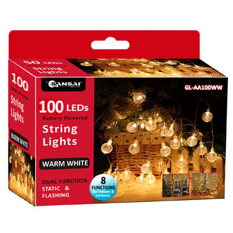 100 LEDs Bubble String Lights (Warm White)