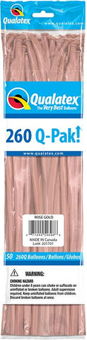 260Q Qualatex Metallic Modelling Balloons - Rose Gold Pack 50