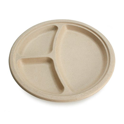 Wheat Straw Plates -  3 Compartment Plates