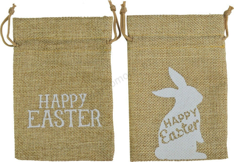 Happy Easter Bunny Hessian Treat Bags Pk2