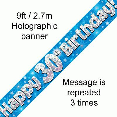 Banner - Happy Birthday 30th Blue