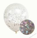 11" Confetti Balloon - Silver Star Glitter Confetti PK3