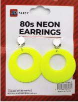 Earrings - Neon 80th Clip On Earrings (Yellow)