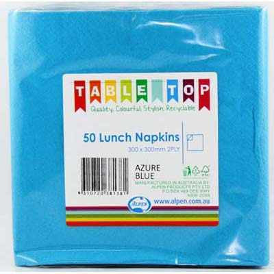 Lunch Napkins - Azure 2 Ply Pk 50